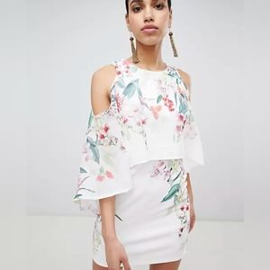 LIPSY Cold shoulder floral dress size 8